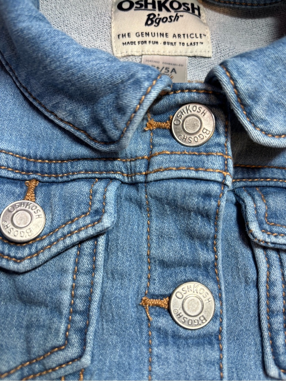 OshKosh B'gosh Light Blue Denim Jacket with Button Front - Picture 4 of 5